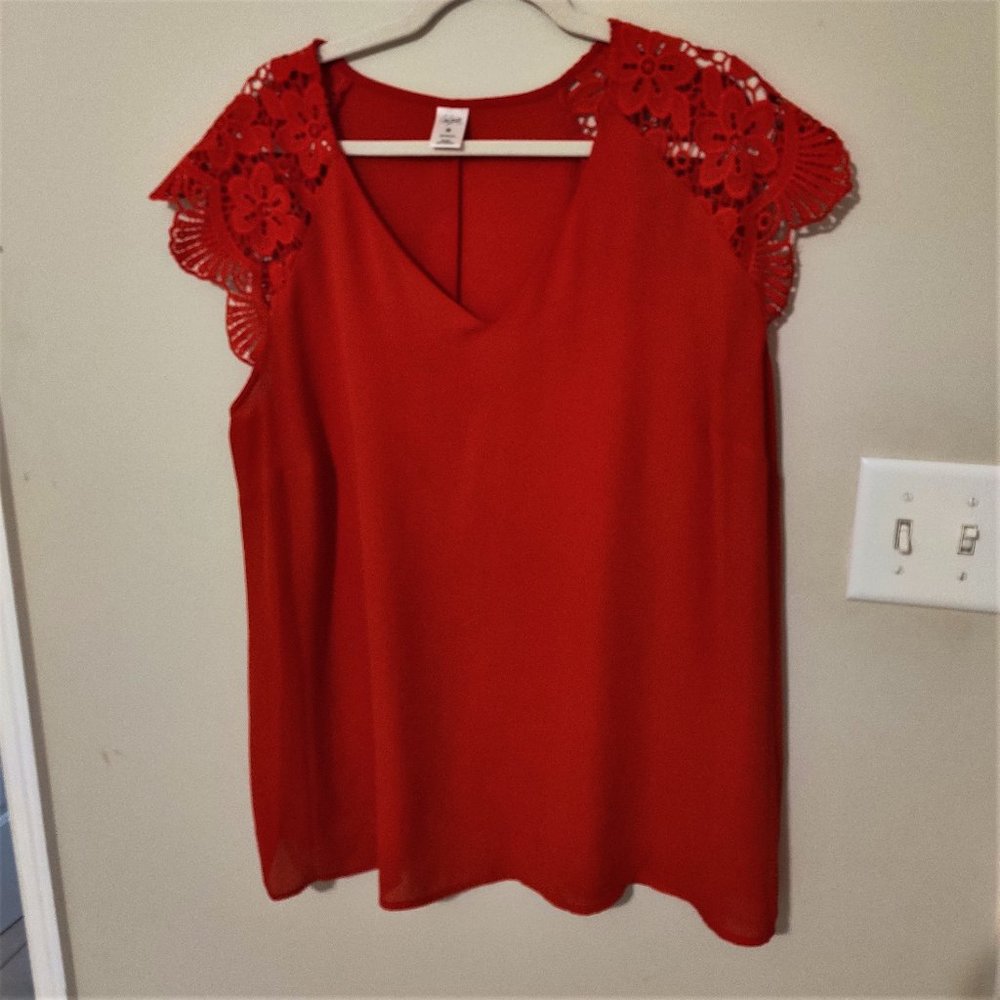 City streets lace shoulder blouse 2x
